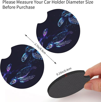 Sea Turtle Steering Wheel Cover 14-15 Inch with 2 pc Car Coasters | Bule Anti-Slip Breathable Universal Car Wheel Cover Set for Men Women,Soft Comfort Grip Accessories
