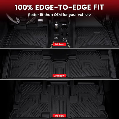 LASFIT Floor Mats for Toyota Highlander 2019-2014(Not for Hybrid), All Weather TPE Cargo Mats Floor Liner for Highlander LE/Limited/SE/XLE, Black(Not fit 2nd Row Bench Seating).