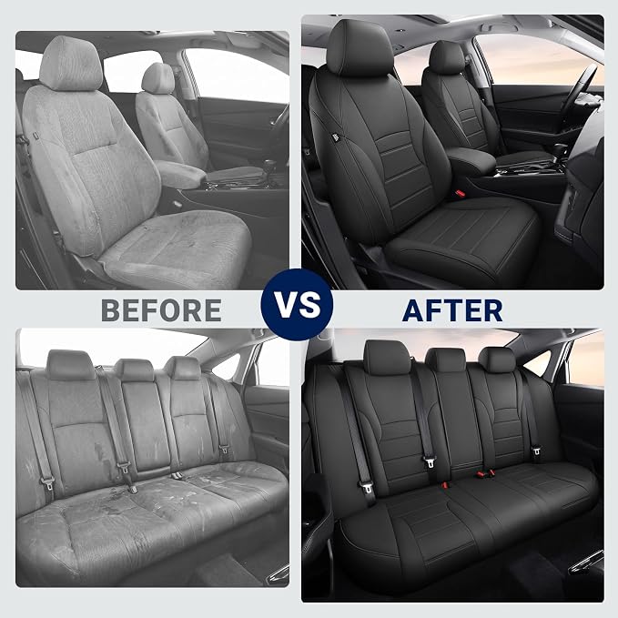 Custom for Honda Accord Seat Covers 2023 2024 2025 2026 EX,SE,EX-L,Sport-L,Touring & 2023-2026 (Hybrid) Sport,Touring,EXL,Sport-L, (Rear Row W/40/60 Split Backrest) - Black