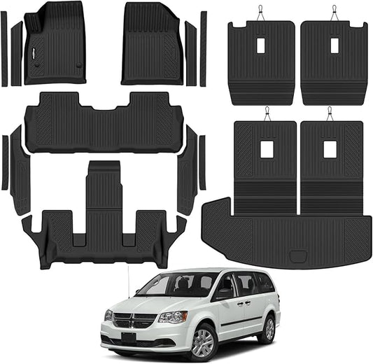 Floor Mats for 2020-2026 Cadillac XT6 6 Seats/Captain Chairs, Trunk Mat with Backrest Mat and 2nd Backrest Mat & Door Sill Guard All Weather TPE Protector for Cadillac XT6 Accessories