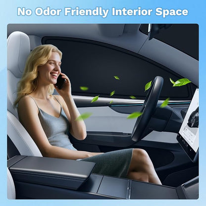 KUST Car Window Shades for Tesla Model Y 2020-2024(Not for Juniper) Windshield Sun Shade Side Window Cover UV Block Privacy Protection Accessories for Camping Blackout Rear Back Full Set 8PCS