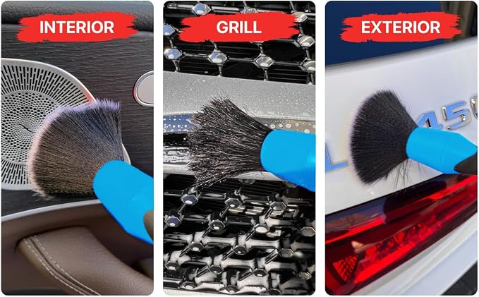 Preimum Car Detailing Brush Set - 5 Pack Auto Detail Kit for Automotive, Soft to Firm Brushes for Cleaning and Polishing for Interior, Exterior, Dashboard, Wheel Rims, Air Vent, Seat, car wash (BLUE)