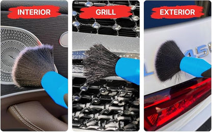 Preimum Car Detailing Brush Set - 5 Pack Auto Detail Kit for Automotive, Soft to Firm Brushes for Cleaning and Polishing for Interior, Exterior, Dashboard, Wheel Rims, Air Vent, Seat, car wash (BLUE)