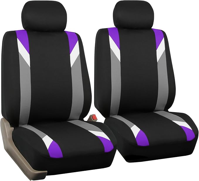 FH Group Front Set Cloth Car Seat Covers for Low Back Car Seats with Removable Headrest, Universal Fit, Airbag Compatible Seat Cover for SUV, Sedan, Van, Purple