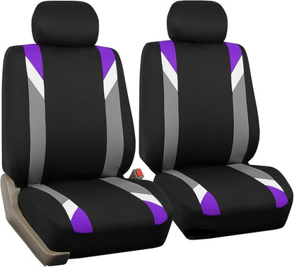 FH Group Front Set Cloth Car Seat Covers for Low Back Car Seats with Removable Headrest, Universal Fit, Airbag Compatible Seat Cover for SUV, Sedan, Van, Purple
