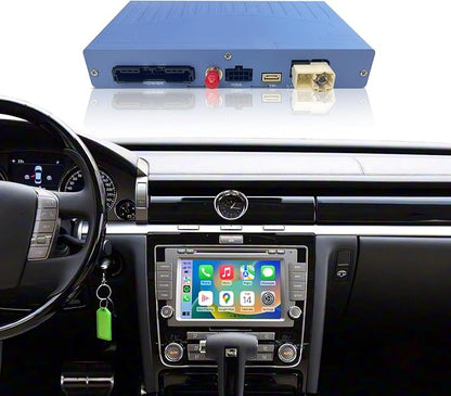Wireless CarPlay and Android Auto Retrofit Kit for VW Volkswagen Phaeton RNS510 System, OEM Screen Adapter with Standard HDMI-in, Supports Phone Mirroring for YouTube, Backup and 360 Camera