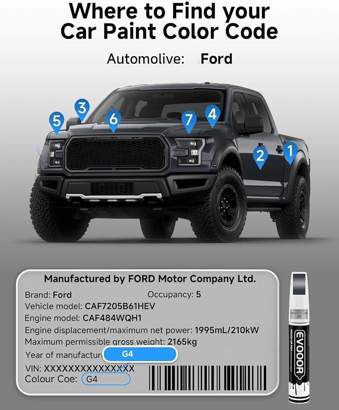 Touch Up Paint for Ford – Exact Match 2 in 1 Paint Pen for Chips and Nicks Repair (Azure Gray Metallic Tri-Coat(G4))