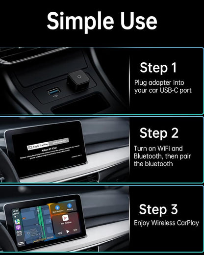 ONINCE Wireless CarPlay Adapter USB-C | Wired to Wireless Conversion | Plug & Play | Auto Reconnect | Low Latency for Factory CarPlay Cars