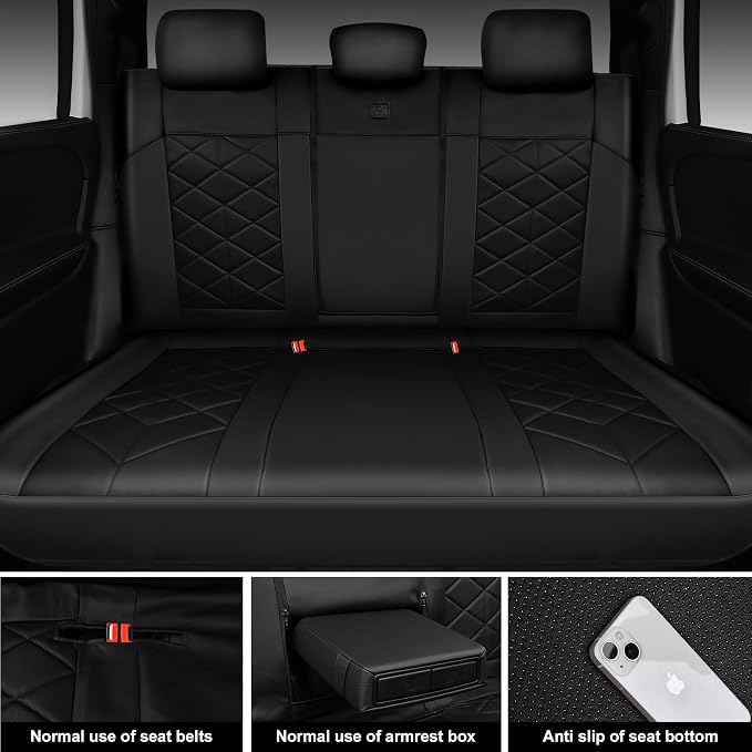 CAR PASS Memory Foam Leather Car Seat Covers Full Set, Breathable Perforated Nappa Leather Seat Covers Full Set, Comfort Universal Fit for Most SUV Truck Sedan, Airbag Compatible 5 Seats All Black