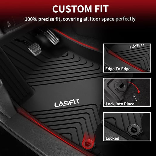 LASFIT Floor Mats for Honda Accord Sedan 2026 2025 2024 2023 (Gasoline & Hybrid), All Weather Protection Custom Fit Anti-Slip TPE Floor Liners,1st & 2nd Row, Black