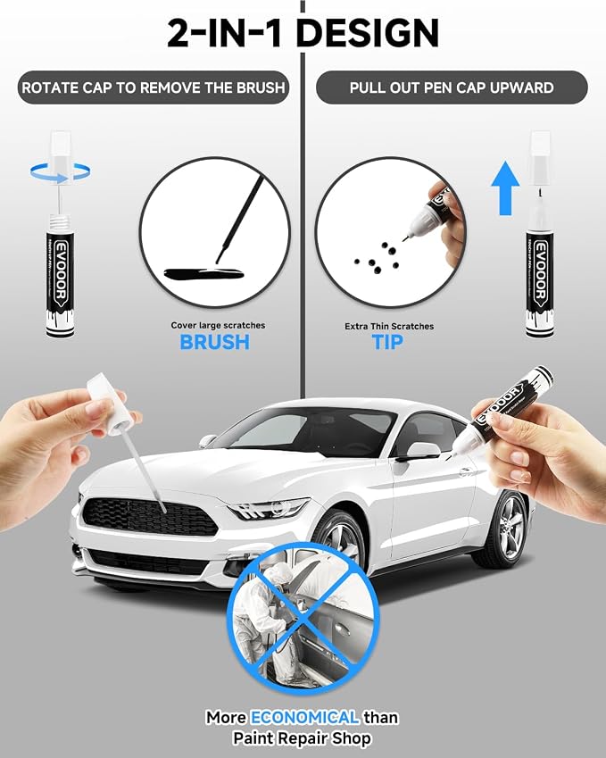 YZ/Z1/M6887 Oxford White Touch Up Paint for Ford – Exact Match 2 in 1 Paint Pen for Chips and Nicks Repair