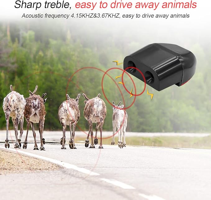 2Pack Car Deer Warning Whistle Devices, Horns Sensor Alerts Gadgets for Avoiding Collisions, Animal Alert for Vehicles & Motorcycles (Black)