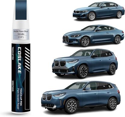 Car Touch Up Paint(Arctic Race Blue Metallic(C4F)) for BMW, Car Paint Scratch Repair Kit, Quick & Easy Solution to Repair, 2 in 1 Scratch Remover Pen with Color-Matched