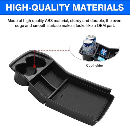 Autorder Lower Center Console Organizer for 2024-2026 Kia EV9 Accessories Bottom Center Console Insert Tray with Cup Holder Storage Box