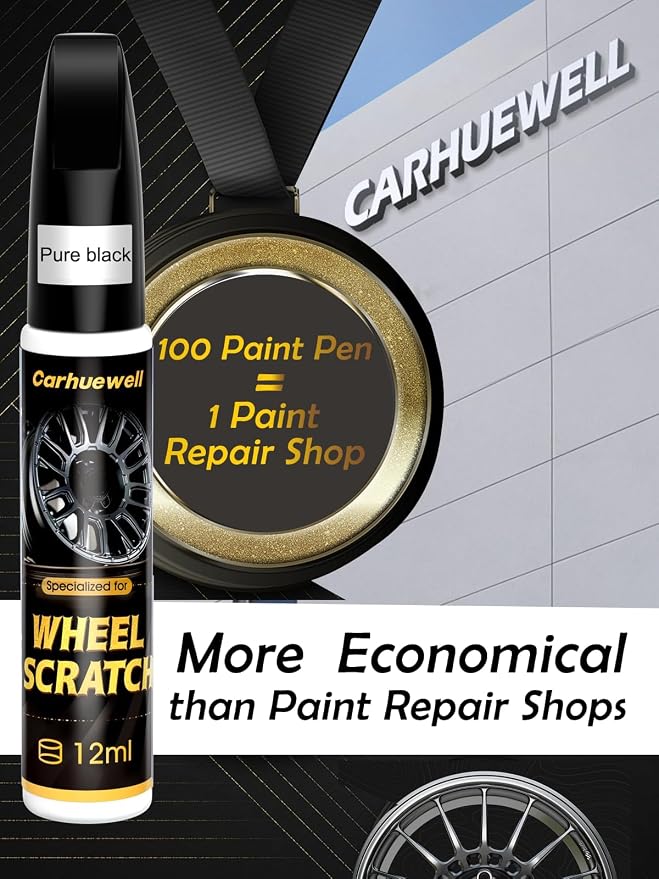Black Rim Touch Up Paint Compatible with Kia, Wheel Scratch Repair Paint Pen Curb Rash Scuff Exact Match Scratch Repair Remover Car
