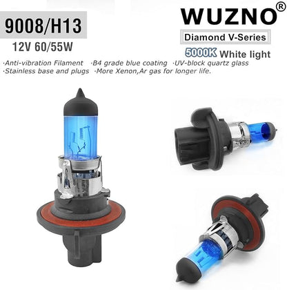9008/H13 Halogen Headlight Bulb 12V 60/55W 5000K White Lights Bulbs Super bright Headlamp