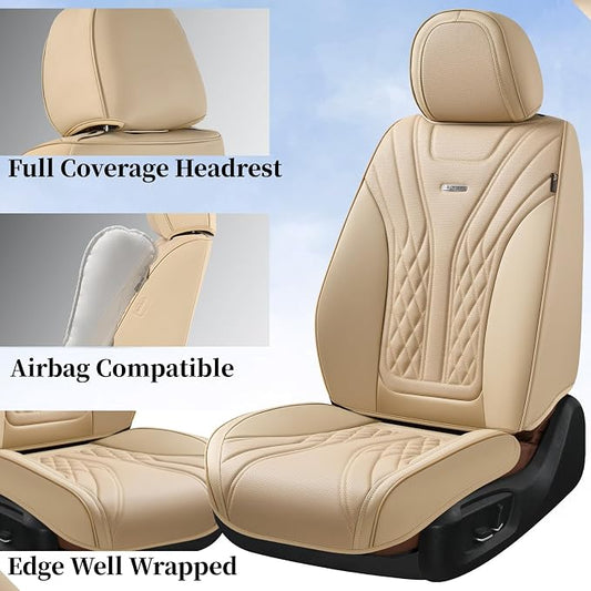 Coverado Car Seat Covers, Car Seat Covers Front Seats, 2-Pack Front Seat Cover, Nappa Leather Waterproof Seat Covers, Car Seat Protectors, Automotive Seat Covers Universal Fit for Most Vehicles