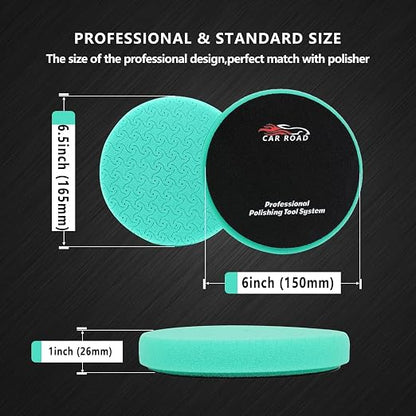 CARROAD 7pc 6.5 Inch Patterned Polishing Pads Kit - Microfiber & Foam Buffing Pads for Orbital/DA Polisher - Scratch & Swirl Removal - Hook & Loop Backing - Washable & Reusable