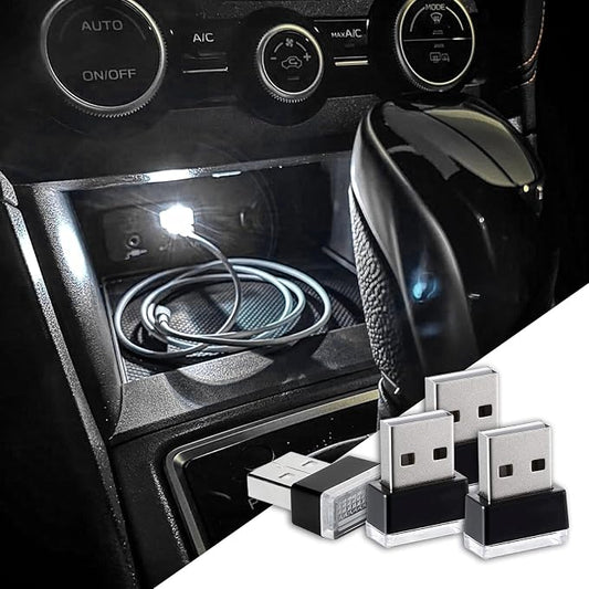deemars 4PCS USB LED Car Interior Atmosphere Lamp, Car Night Lights, Mini USB LED Decoration Light Ambient Interior Light, Car Accessories Plug-in Interface Ambient Lighting Kit for Most Cars