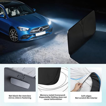 Windshield Sun Shade for Mercedes Benz C-Class W205 C250 C300 C400 2008-2026 Sunshade 300T Windshield Cover Sun Shield Blocks UV Rays Custom Fit Front Window Shade Foldable Keep Cool