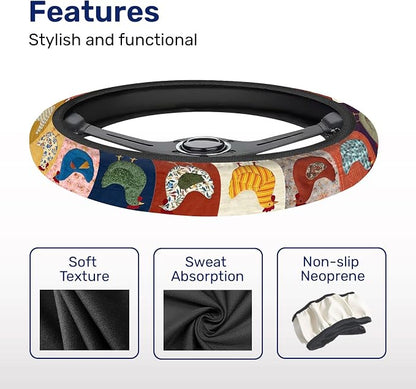 GENANY Chicken Farm Steering Wheel Cover, Non Slip Polyester Car Wheel Protector for Car SUV Truck, Universal 15 Inch