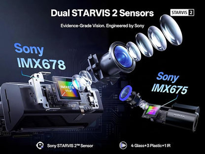True 4K+2.5K Dash Cam Front and Rear,IMX678 + IMX675 Dual Starvis 2 Sensor,Free 128GB Card & OBD Hardwire Kit,Native 4K HDR Dash Camera for Cars,5.8GHz WiFi 6,STARLIT™ Full Color Night Vision,GPS,ADAS