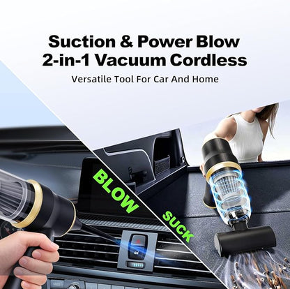 TFN 15kPa Cordless Car Vacuum, Handheld Car Vacuum with Blow & Suction, Portable Vacuum Cleaners with Washable Filter for Car, Pet Hair and Office