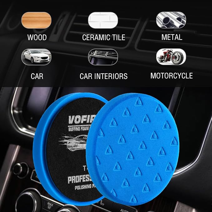 Buffing Pads Esponja para Pulir Carros, 3Pcs Polishing Pad 5.5 Inch Face for 125mm Backing Plate Compound Buffing Sponge for Car Buffer Polisher Compounding, Polishing and Waxing