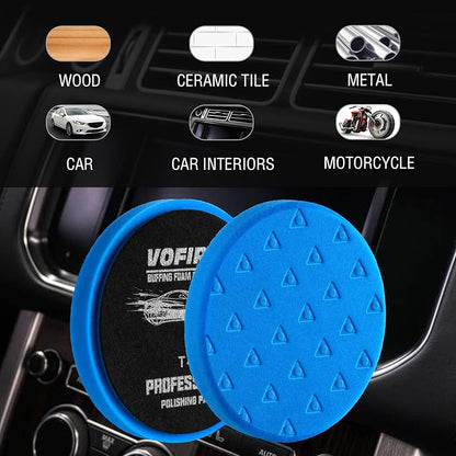 Buffing Pads Esponja para Pulir Carros, 3Pcs Polishing Pad 5.5 Inch Face for 125mm Backing Plate Compound Buffing Sponge for Car Buffer Polisher Compounding, Polishing and Waxing