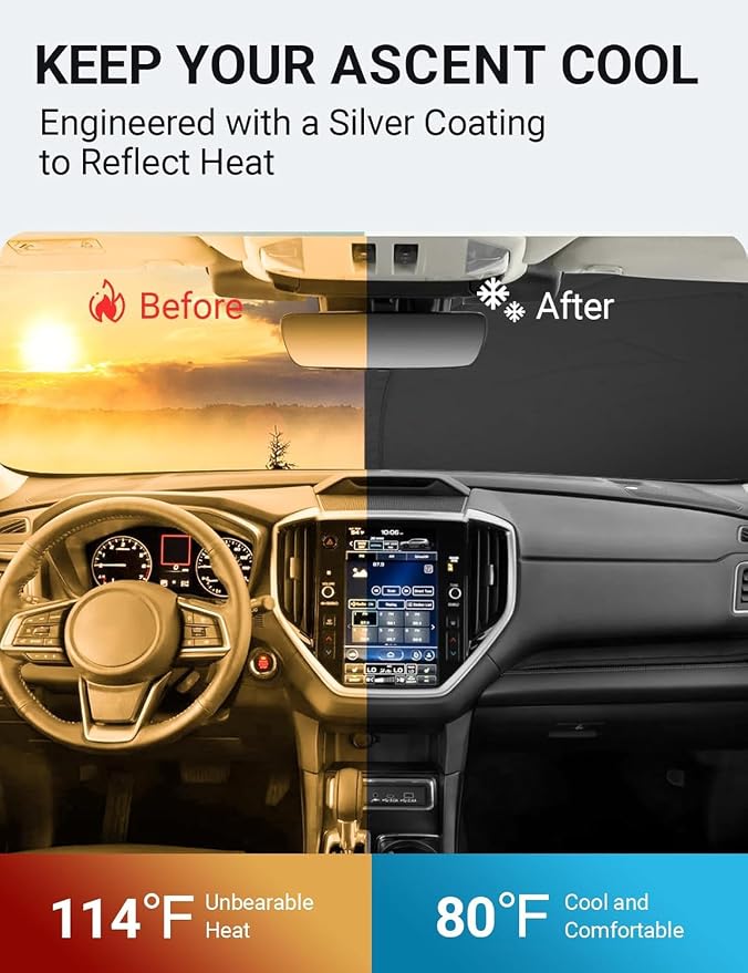 Proadsy 2026 Upgrade Windshield Sunshade Custom for 2019-2025 2026 Subaru Ascent 4-Layer Front Window Shade Reflective Heat UV Protector Foldable Sun Shade Visor Car Accessories