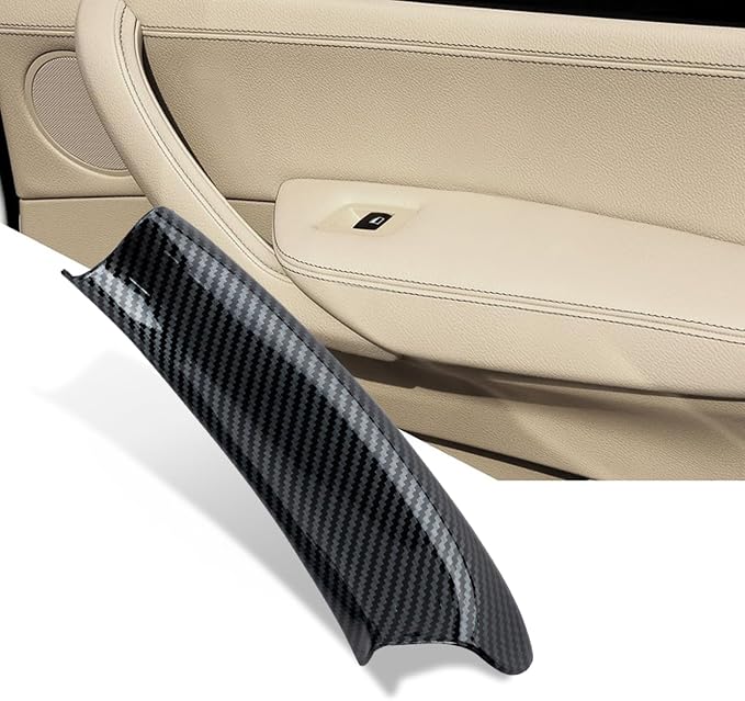1PCS Carbon Fiber Pattern Passenger Side Door Pull Handle Covers Compatible with X3 F25 2010-2016 X4 F26 2014-2017 Right Handle Interior Pull Handle