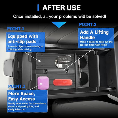 SXCY for 2025 2026 Murano Center Console Organizer [Console Tray + Wireless Charging Mat] for Nissan Murano 2025 2026 Murano 2025 2026 Accessories Center Console Armrest Organizer Tray