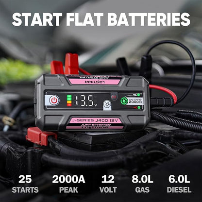 LOKITHOR J400 Jump Starter with ConnectMax Tech, 2000A 12V Battery Jumper Starter Portable, Lithium Jump Box and Jump Pack for Up to 8.0-Liter Gas and 6.0-Liter Diesel Engines, Smart Digital Screen