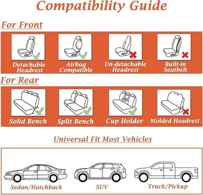 Coverado Car Seat Covers Full Set, Car Seat Protector Car Seat Cushion, Nappa Leather Seat Covers for Cars, Front and Back Seat Protectors Cushions Universal Fit for Most Cars Vehicles(Brown&Black)