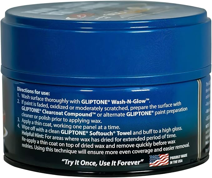 Gliptone Carnauba Paste Wax, Original Brazilian Carnauba Formula for Maximum Surface Protection and Long-Lasting Brilliant Shine, Easy Apply & Remove, 10.5 Oz | Original Brazilian Carnauba Formula, Maximum Surface Protection, Long-Lasting Brilliant Shi...