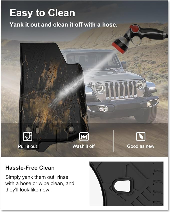 KIWI MASTER Floor Mats for 2018-2026 Jeep Wrangler JL 4-Door, OEM Replacement 82215203AE, Custom Fit All Weather Car Mats, Heavy Duty TPE Floor Liners, Front & Rear 2 Row, Black
