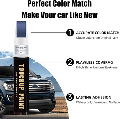 Antimatter Blue(HX) Car Paint Touch Up Pen Compatible with Ford, 2-In-1 Color Accurate Touch Up Car Scratch Repair Paint Exact Match Ford Series Automotive Scratch Remover for Nicks & Chips Repair