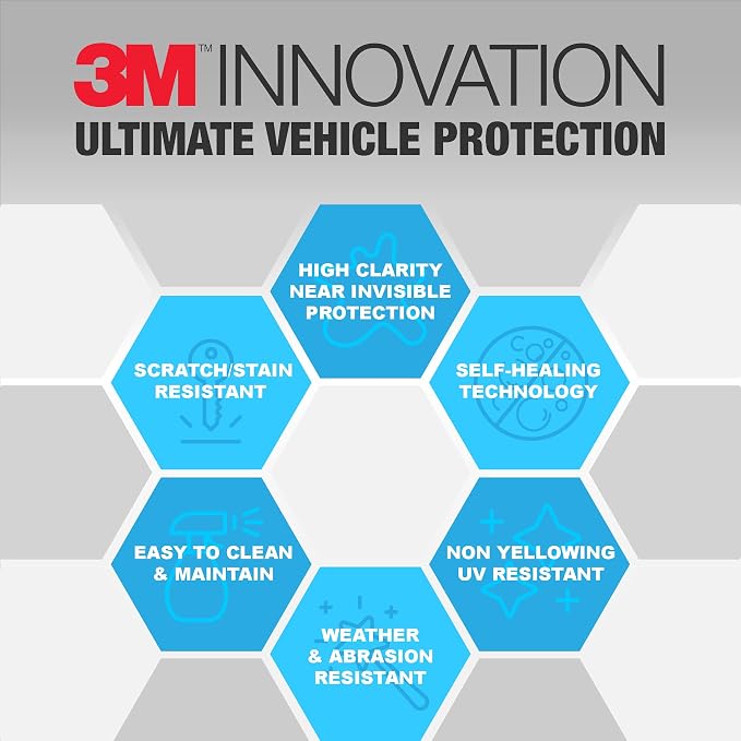 3M Clear Paint Protection Film, 8 mil PPF Vinyl Wrap with Self-Healing Technology, UV Protection, Non-Yellowing, Scratch Resistant, Glossy Finish (12 x 48in)