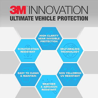 3M Clear Paint Protection Film, 8 mil PPF Vinyl Wrap with Self-Healing Technology, UV Protection, Non-Yellowing, Scratch Resistant, Glossy Finish (6 x 18in)