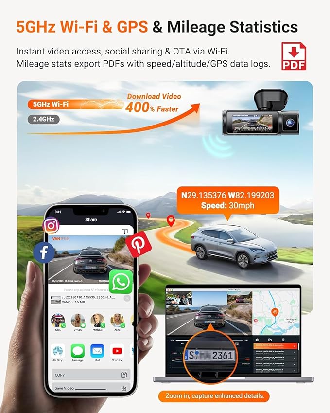 Vantrue N4 Pro S 4K 3 Channel Dash Cam for Truck, 4K+1080P+2.5K Front Inside Rear Camera, Triple STARVIS 2 HDR IR Night Vision, IP67, Voice Control, Parking Mode, GPS, Wi-Fi, Support 1TB (RC09)