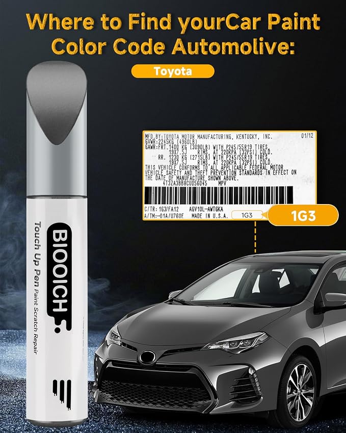 Touch Up Paint Pen Exact Color Match Car Chip and Scratch Repair (for Toyota, Magnetic Gray Metallic(1G3))
