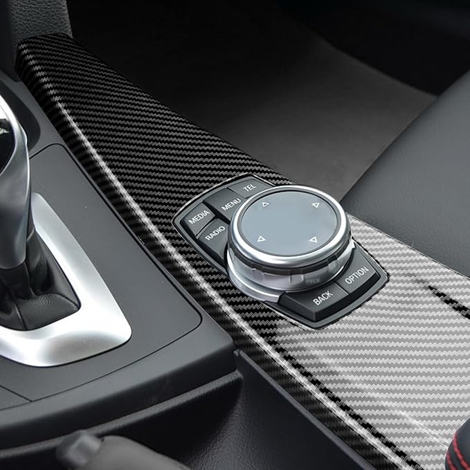 for BMW Multimedia Panel Cover, F30 Carbon Fiber Style Panel Trim Cover Car Center Console for 3 Series F30 F31 F32 F34 F36 328i 320i 335i 330i 435i 420i 430i 440i 425i, Not for F33