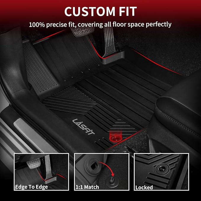 LASFIT Floor Mats for Toyota Camry 2024-2018 FWD Only (Not Fit Hybrid or AWD), All Weather Custom Fit Floor Liner for Camry L/LE/SE/TRD/XLE/XSE Front & Rear 2 Row Car Mats, Black