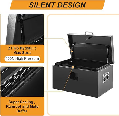 30" Truck Tool Box,Heacy Duty Metal Storage Organizer with Strong locking tongue,Trailer Tongue Box with Safe Hinge, for Truck,Pickup,RV,Garage,Best gift for family and friend,Black Power Coating
