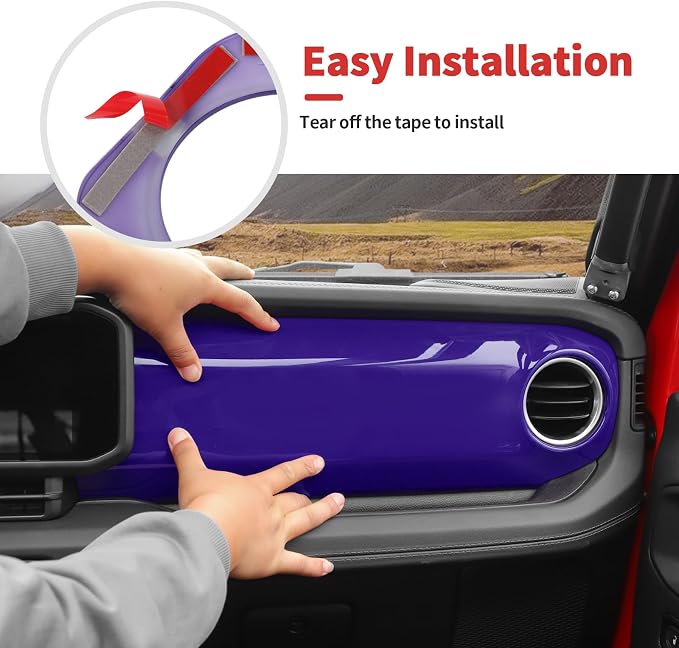 Center Console Dashboard Decorative Panel Trim Cover Kit Compatible with 2024-2026 Jeep Wrangler JL JLU & Jeep Gladiator JT(Purple)