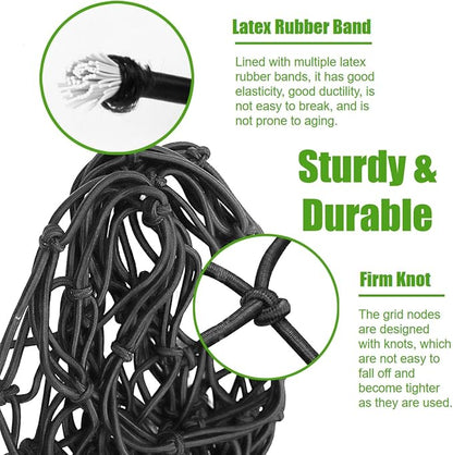 3' x 4' Cargo Net Stretches to 6' x 8', Heavy Duty Cargo Netting for Pickup Truck Bed, Roof Rack Net with Hooks Carabiners