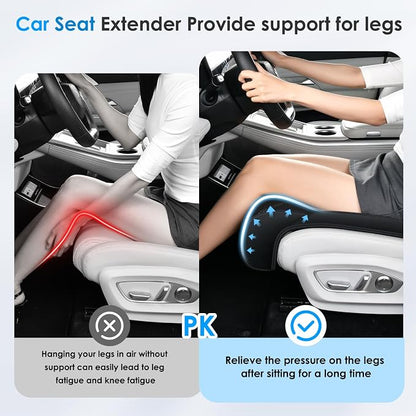 FLORICH Car Seat Extender Leg Support Cushion for Driver Seats Office Chair, Leather Memory Foam Widened seat Cushion for Long Drivers Universal Car Seat Cushion Legs Rest Pads-Deep Black