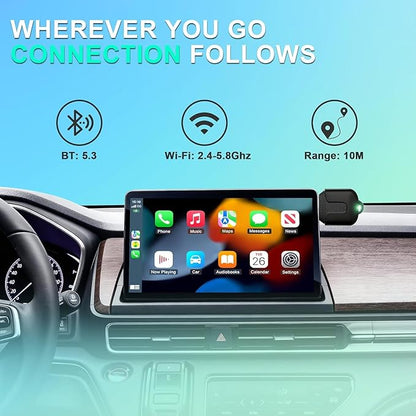 Wireless Carplay Adapter, Convert Wired to Wireless CarPlay, Compatible with CarPlay, Plug and Play, Type-C/USB, Suitable for 800+ Vehicles (Matte Black)