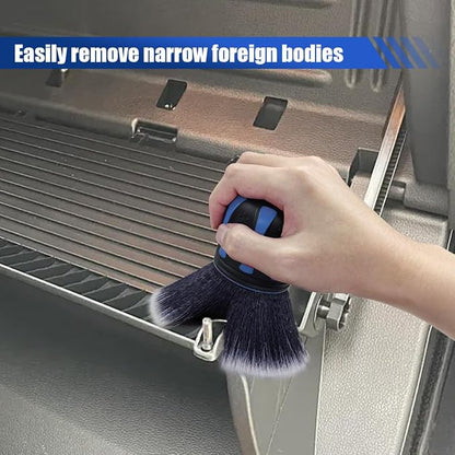 Car Detailing Brush, Ultra Soft Bristles XL Synthetic Brush Car Beauty Tools with Storage Rack, Auto Interior Cleaning Tool for Dashboard, Vents, Covers Large Area Inside and Outside Vehicles (Blue)