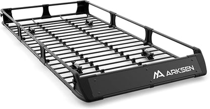 ARKSEN 2-in-1 Foldable Fairing Roof Rack Cargo Basket (Deflector & Flat Mode), 82" x 39" Heavy Duty Steel Rooftop Carrier, 250 lbs Max Load, Fits SUV Truck Pickup for Kayaks, Canoes & Luggage